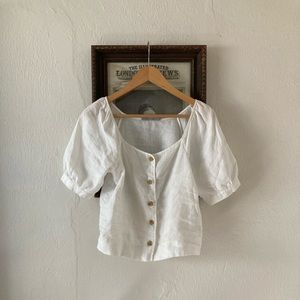 White Everlane Linen Blouse (0)